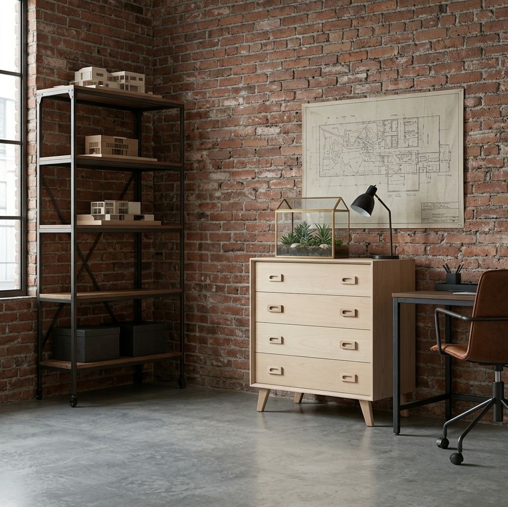 Commode design en bois retro style scandinave