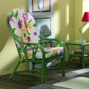 Fauteuil vert en rotin