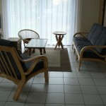 Salon en rotin naturel, fauteuil et canapé