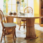 Table pied central rotin avec allonge