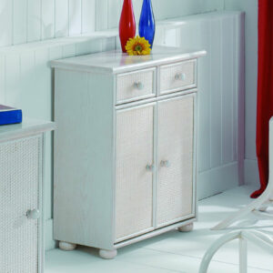 Chiffonnier commode blanc en rotin