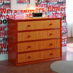 Commode miel 4 tiroirs en rotin