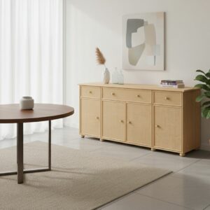 Grand buffet 200 cm en rotin naturel