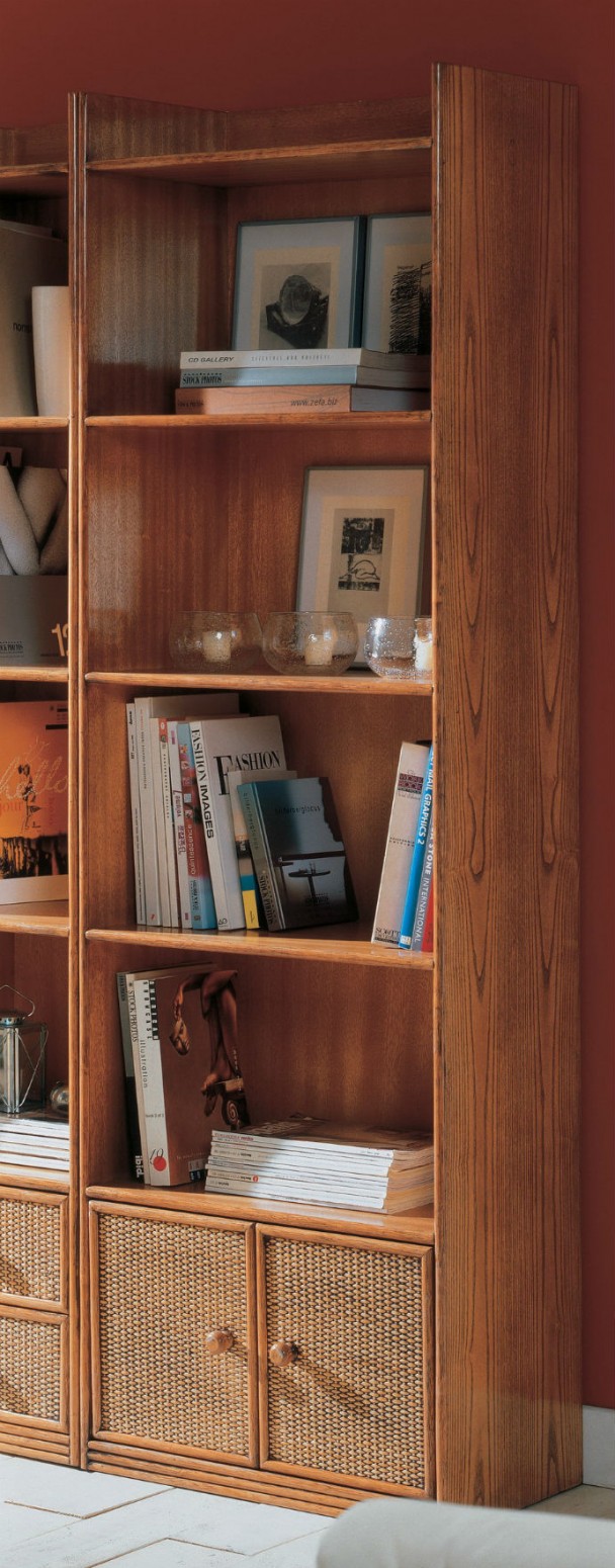Bibliothèque en rotin avec portes