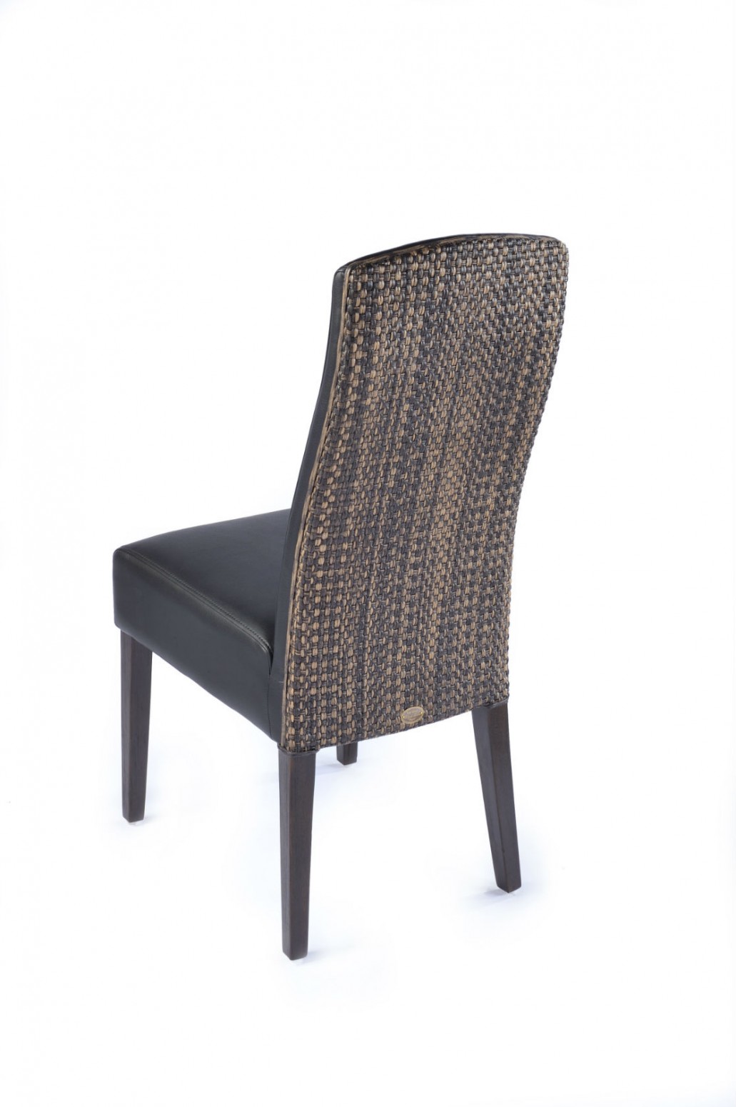 Chaise cuir synthétique noir et loom