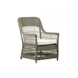 Fauteuil de salon de jardin en résine tressée taupe