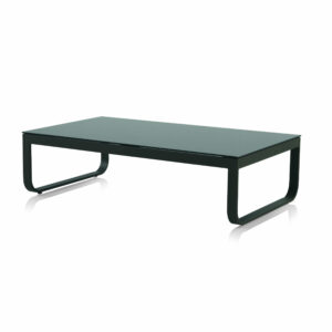 Table basse aluminium avec plateau verre