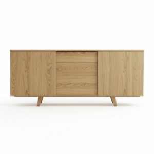 Meuble buffet en chêne naturel portes coulissantes