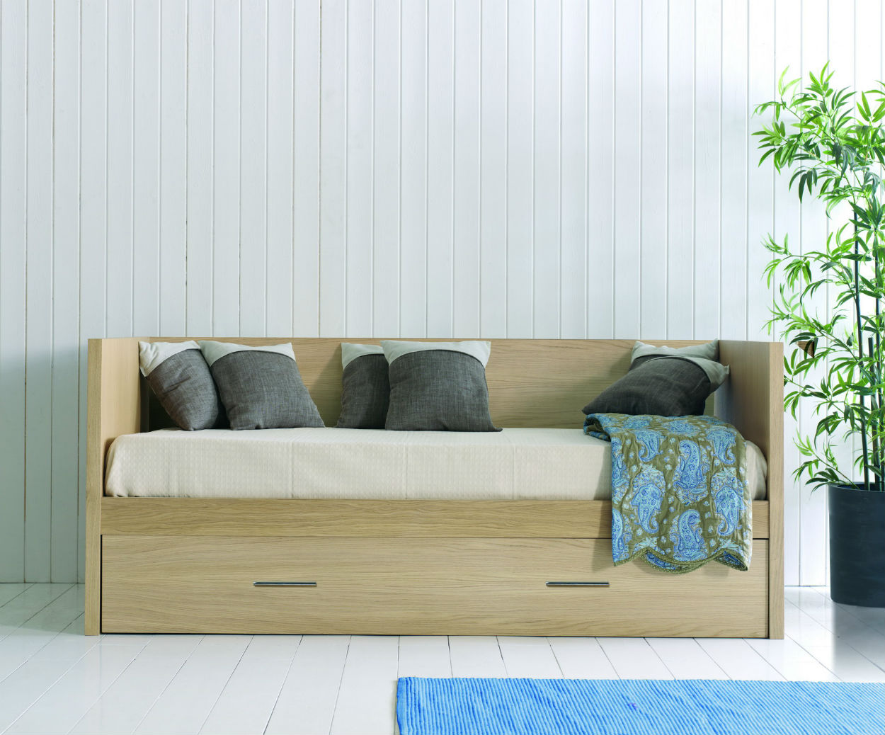 Canditree Canapé-lit Convertible 2 Places en Bois Lit Banquette Convertible  Lit Gigogne pour Adultes Enfants (Noir)