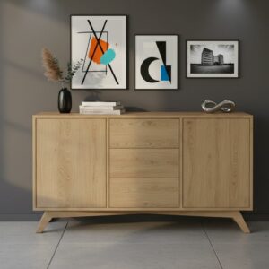 Buffet style scandinave vintage avecportes et tiroirs chêne naturel