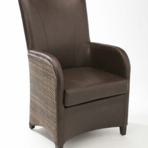 Fauteuil de repas en smili cuir marron