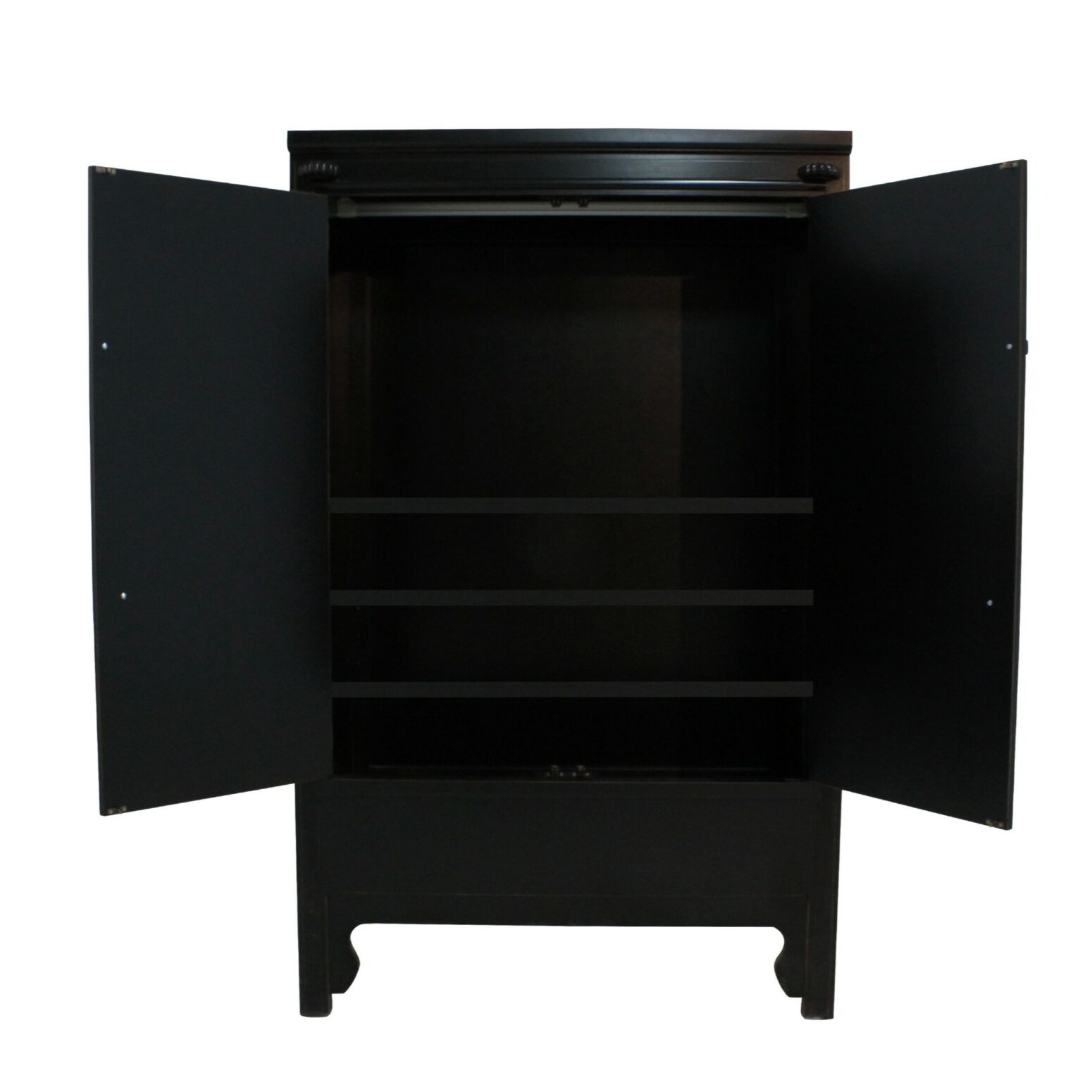 Armoire chinoise noire avec 3 étagères