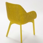 fauteuil de repas lloyd loom jaune pieds bois