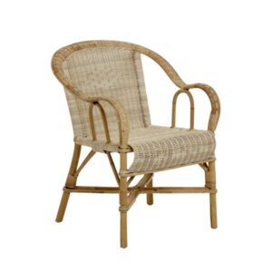 fauteuil retro en rotin naturel