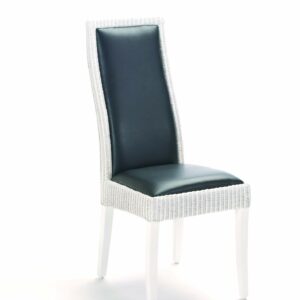 chaise lloyd loom blanche avec cuir synthétique