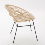 fauteuil vintage rotin pieds metal