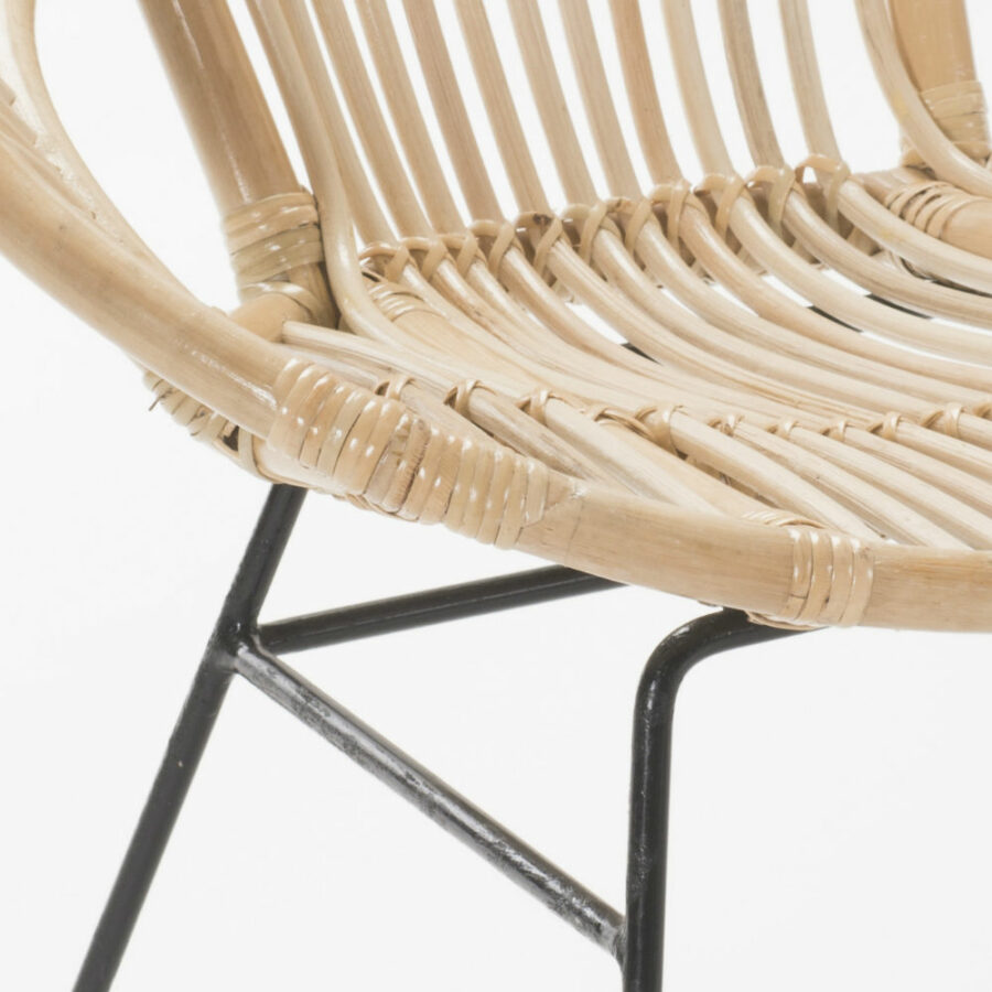 Fauteuil Keko Atmosphera - Métal & Rotin, Design Naturel, 74x65x86 Cm, Assise 47 Cm