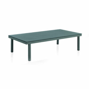 table basse de jardin en aluminium avec plateau verre