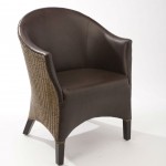 Fauteuil bridge assise simili cuir et dossier lloyd loom