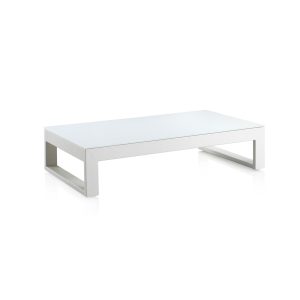 Table basse blanche de jardin aluminium et verre