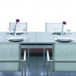Table d'extérieur avec allonges en aluminium et verre