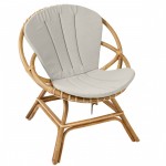 Fauteuil rotin coquille naturel avec coussin