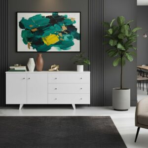 Buffet design laqué blanc avec pieds compas