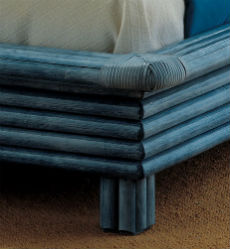 cadre de lit bleu rotin