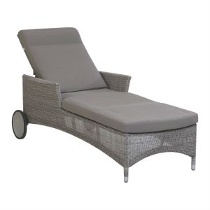 Bain de soleil gris à roulettes avec coussin