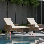 2 bains de soleil marrons à roulettes avec coussin