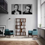 Bibliothèque destructurée et fauteuils de salon