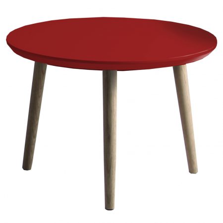 Table basse ronde nordique plateau rouge laqué