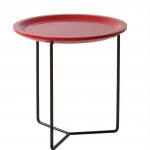 Petite table basse ronde plateau hêtre pieds en fer forgé