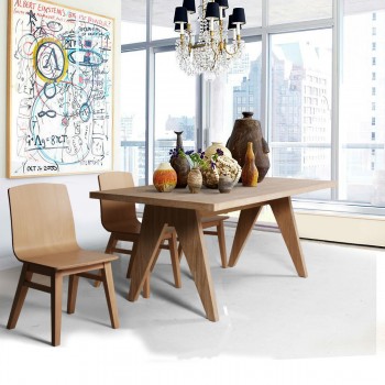 Table de salle à manger rectangle en bois avec chaises en bois