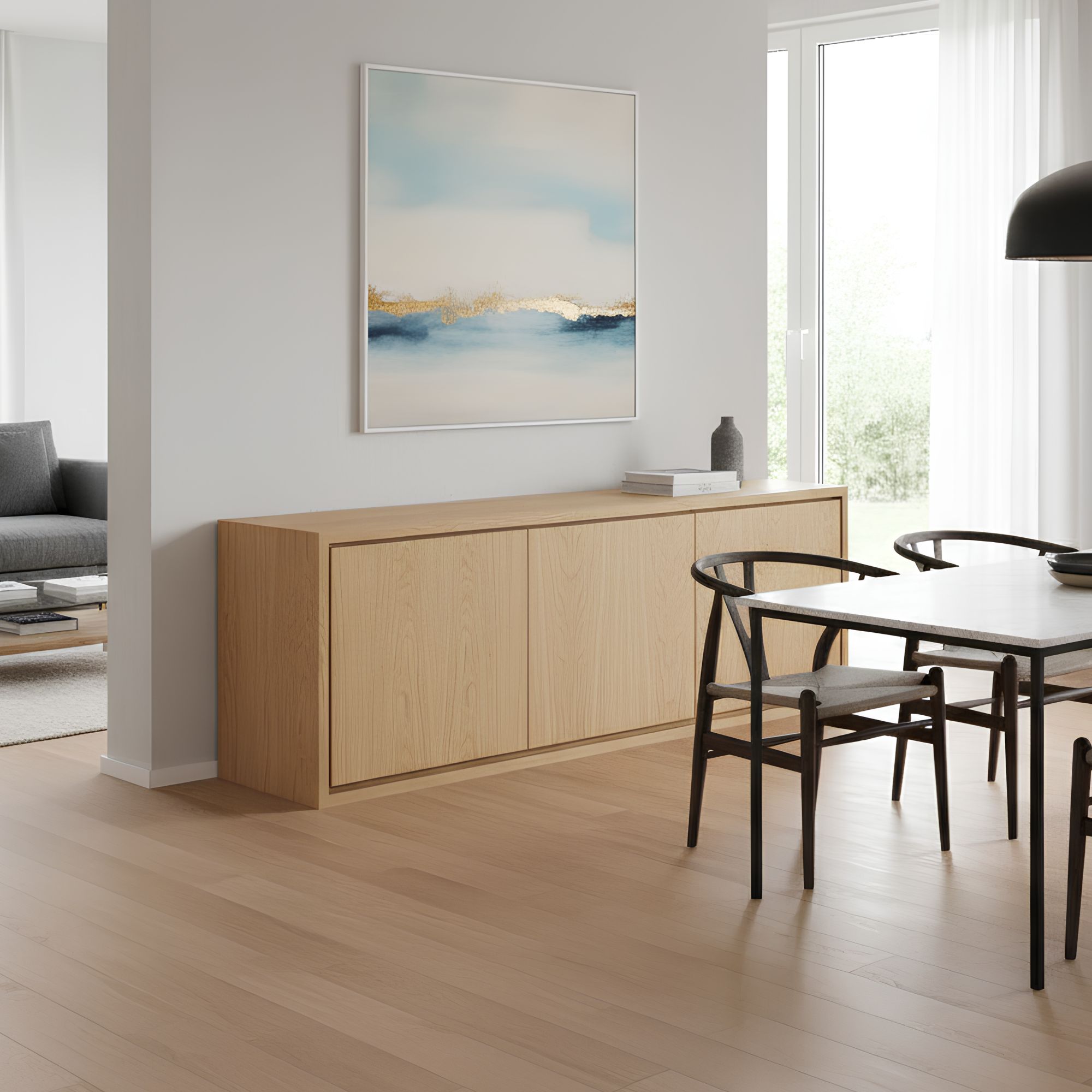 buffet enfilade salle a manger 180 cm en chene Enfilade 180 cm de large 3 portes en chêne naturel