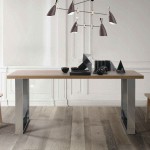 Table de salle à manger moderne pieds métal plateau bois
