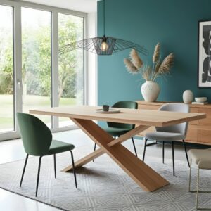 Table pour la salle à manger design en chêne clair