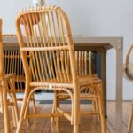 Chaise vintage de salle à manger en rotin naturel Valérie