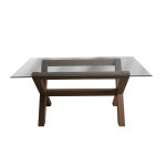 Table rectangulaire en pin massif avec plateau verre