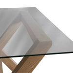 Table rectangulaire style moderne en pin avec plateau verre