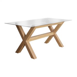 Table de salle à manger bois blanc brillant et verre Rory - GdeGdesign