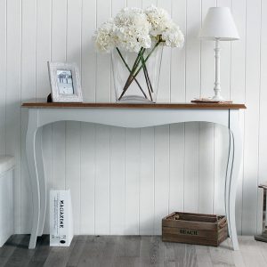 Meuble console blanc en pin massif