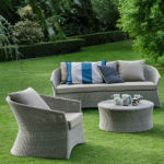 Salon de jardin gris avec coussins