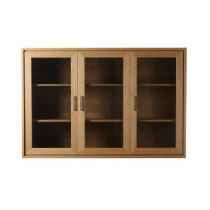 Vitrine 3 portes en chêne naturel