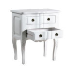 Table de chevet haute en pin blanc 2 tiroirs