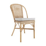 Chaise en rotin naturel vintage avec coussin