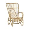 Fauteuil haut dossier en rotin naturel vintage Marlene