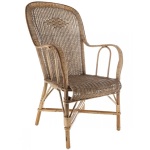 Fauteuil haut dossier rotin vieilli kok