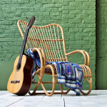 Fauteuil rotin naturel vintage Marlene
