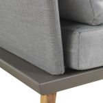 Canapé d'angle tissu et aluminium avec pieds imitation bois